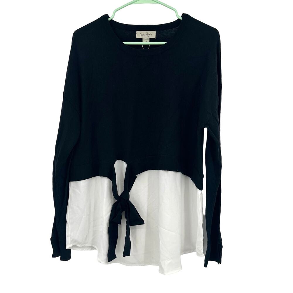 Charlie Paige Size L NWT New with Tags Tie‎ Waist Shirt Dress Black and White